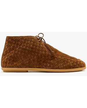 Bottega Veneta Dawson Lace-Up Ankle Boots - Brown