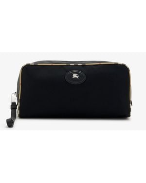 Burberry Large Check Trim Travel Pouch - Black