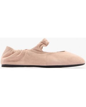 Miu Miu Ruches Suede Ballerinas - White