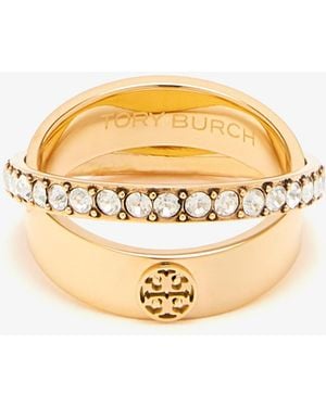 Tory Burch Icon Pavé Double Ring - Metallic