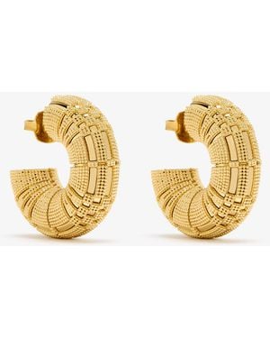 Burberry Check Granulation Hoop Earrings - Metallic