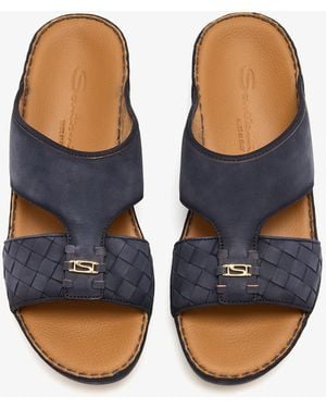 Santoni Woven Suede Sandals - Blue