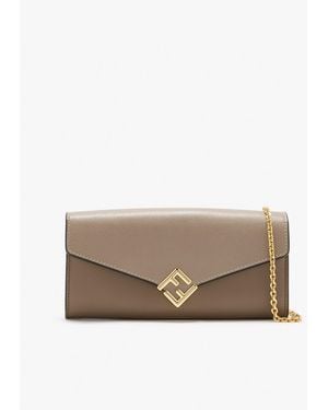 Fendi Ff Diamonds Chain Wallet - Gray