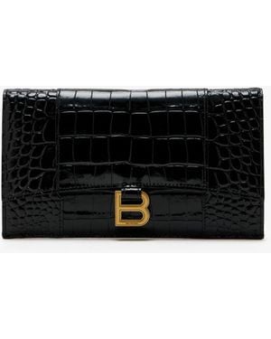 Balenciaga Small Hourglass Flat Pouch - Black