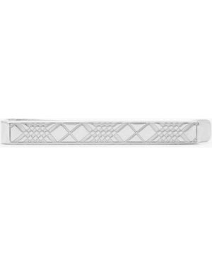 Burberry Engraved Check Tie Bar - White