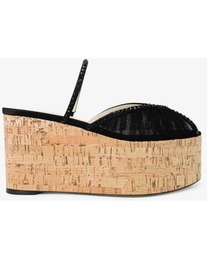 Andrea Wazen Paloma 90 Wedge Sandals - Black