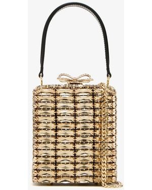 Self-Portrait Crystal Embellished Micro Bag - Metallic