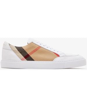 Burberry Check Leather Sneakers - White