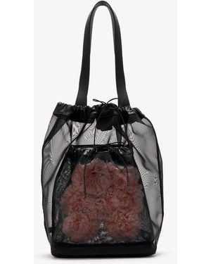 トートバッグ Mini Sheer Stuffed Shopper Bag - Simone Rocha - Polyester - Simone Rocha Mini Sheer Stuffed Shopper Bag in Black | Lyst