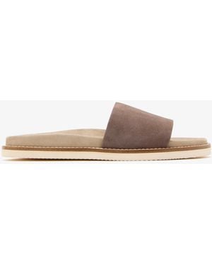 Brunello Cucinelli Suede Slide Sandals - White