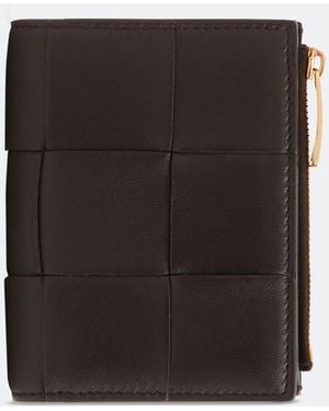 Bottega Veneta Bi-Fold Mini Zip Wallet - Black