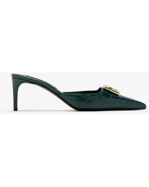 Dolce & Gabbana Alligator Skin Mules - Green
