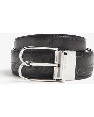 Berluti B Volute Scritto Leather Belt - Black