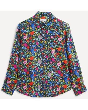 Liberty Relaxed Silk Twill Shirt - Blue