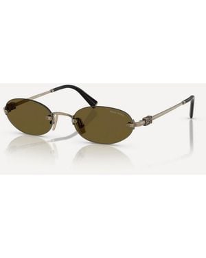 Miu Miu Rimless Oval Sunglasses - Natural
