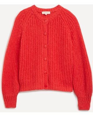 Sezane Women's Emile Red Alpaca-wool Rib-knit Cardigan