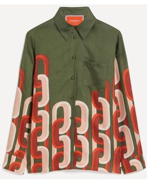 La DoubleJ Boy Prometheus Placee Silk Twill Shirt - Green