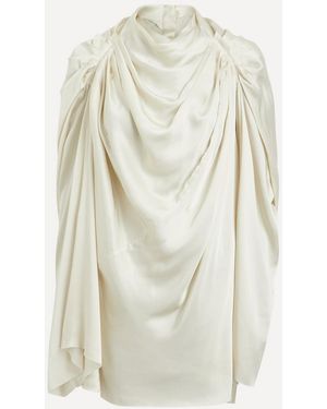 Rick Owens Claudette Draped Charmeuse Top - White