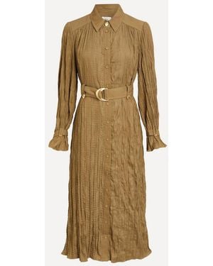 Aje. Crushed Pleat Midi Dress - Natural