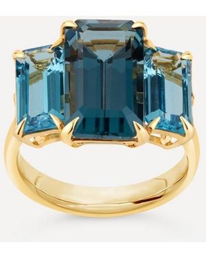 Dinny Hall Plated Vermeil Trinny Trilogy Topaz Ring Luxury Gift - Blue