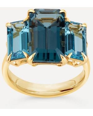 Dinny Hall Plated Vermeil Trinny Trilogy Topaz Ring - Blue