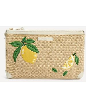 Liberty Raffia Lemon Clutch Pouch - Yellow