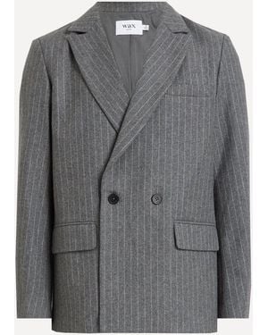 Wax London Gekko Charcoal Pinstripe Wool Blazer - Grey