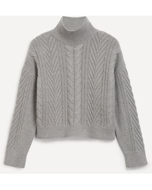 Barbour Beatrix Cable Knit Rollneck Jumper Marl - Grey