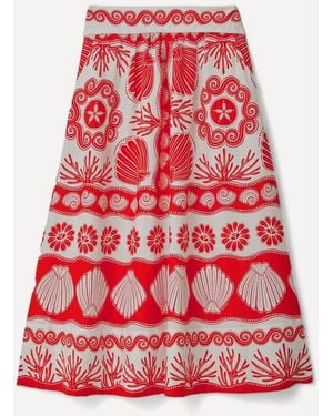 FARM Rio Ainika Shell Maxi Skirt - Red