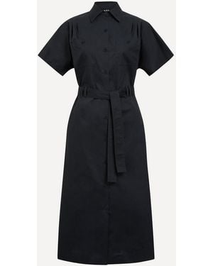 A.P.C. A. P.c. Women's Drew Belted Cotton Shirtdress - Black