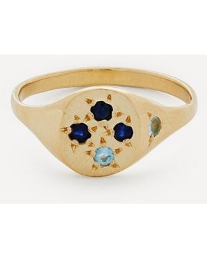 Seb Brown 9ct Gold Blue Neapolitan Multi-stone Signet Ring 4 - White