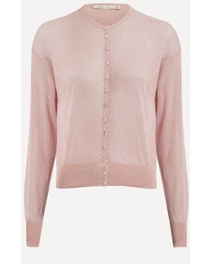 Paloma Wool Nous Lurex Long Sleeve Cardigan - Pink