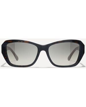 Chanel Chain-Detail Acetate Square Sunglasses - Black