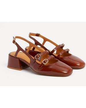 Sezane Patent Leather Slingback Heels - Brown