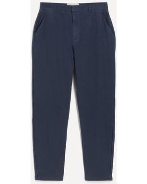 Folk Cotton Linen Fixed Trousers - Blue
