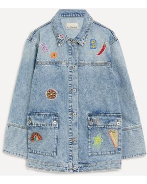 ALÉMAIS Embroidered Denim Relaxed Jacket - Blue