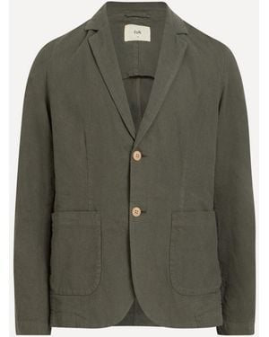 Folk Cotton Linen Blazer - Green