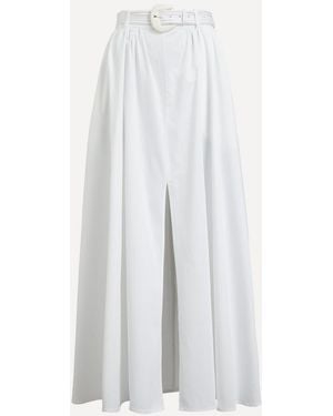 Saloni Judi Belted Maxi Skirt - White