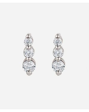 Dinny Hall 14Ct Shuga Tapering Triple Diamond Stud Earrings Luxury Christmas Gift / Present - Metallic