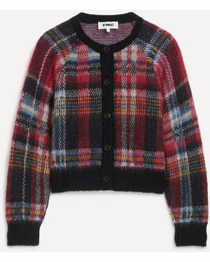 YMC Foxtail Tartan Knitted Cardigan Multi - Red