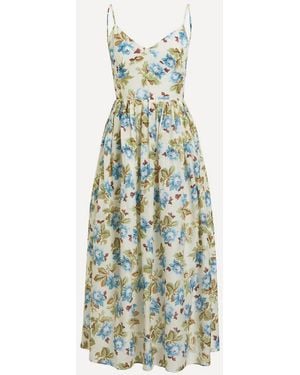 Posse Lucas Silk-Cotton Floral Dress - White