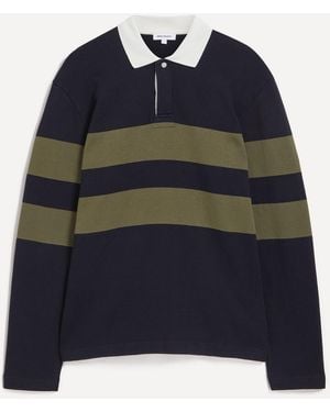 Norse Projects Ruben Brushed Stripe Polo Dark - Blue