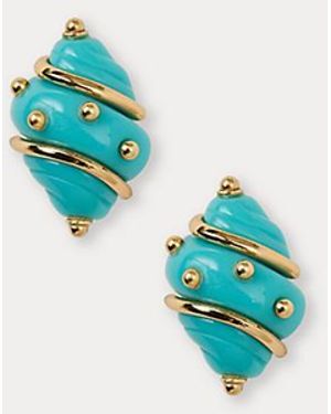 Lilly Pulitzer Kenneth Jay Lane Shell Clip Earrings - Blue