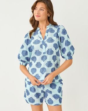Lilly Pulitzer Mialeigh Elbow Sleeve Top - Blue