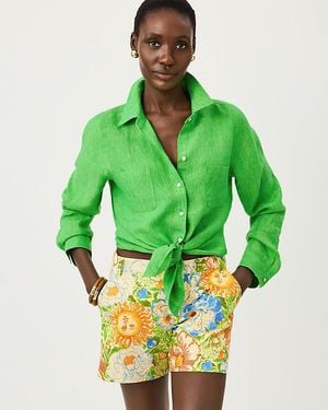 Lilly Pulitzer Sea View Linen Button Down Shirt - Green