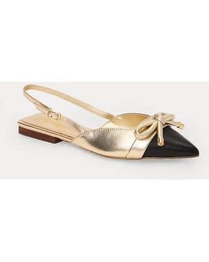 Lilly Pulitzer Brit Leather Bow Slingback Shoe - Natural