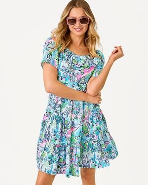 Lilly Pulitzer Jocelyn Short Sleeve Linen Dress - Blue