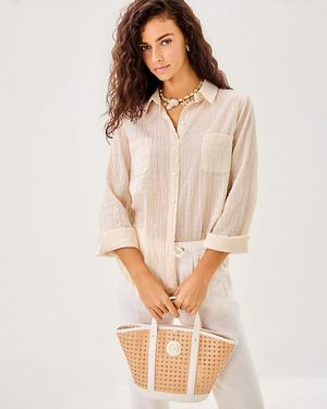 Lilly Pulitzer Sea View Button Down Top - Natural