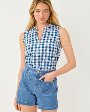Lilly Pulitzer Kavalla Sleeveless Ruffle Top - Blue
