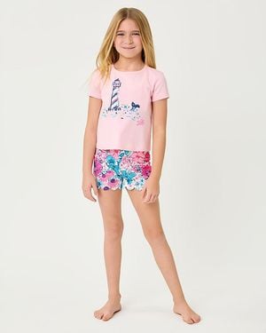 Lilly Pulitzer Girl's Mini Clairmont Top, Easy Fit, Short Sleeves - Multicolor